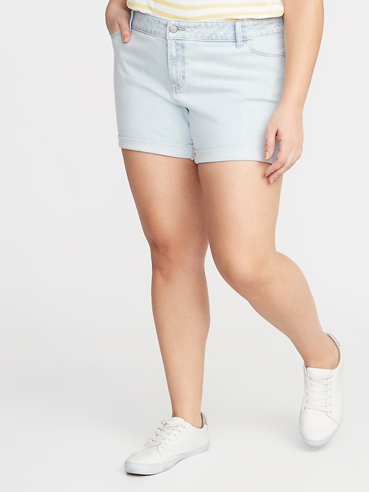 View large product image 1 of 3. Boyfriend Plus-Size Jean Shorts - 5-Inch Inseam