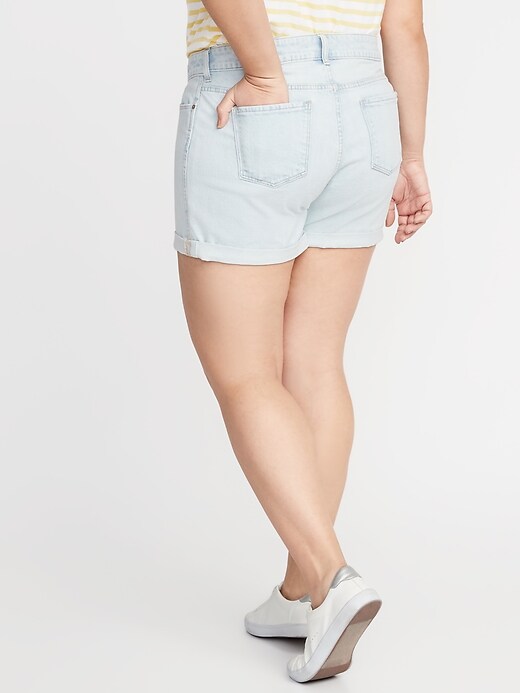View large product image 2 of 3. Boyfriend Plus-Size Jean Shorts - 5-Inch Inseam