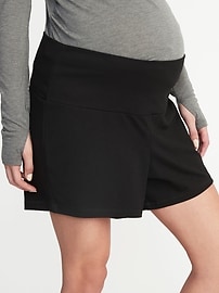 View large product image 3 of 3. Maternity Rollover-Waist Yoga Shorts - 5-inch inseam
