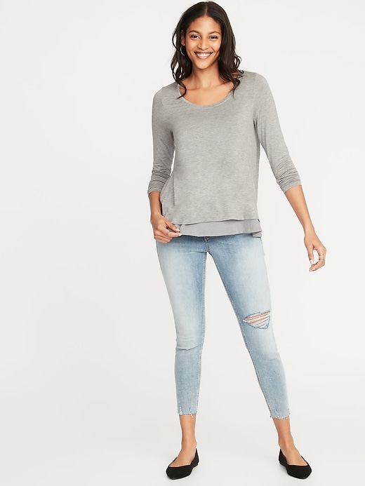 Image number 3 showing, Maternity Double-Layer Long-Sleeve Nursing Tee