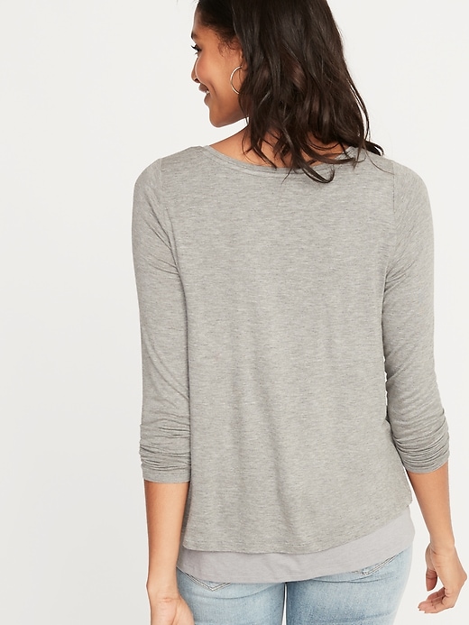 Image number 2 showing, Maternity Double-Layer Long-Sleeve Nursing Tee