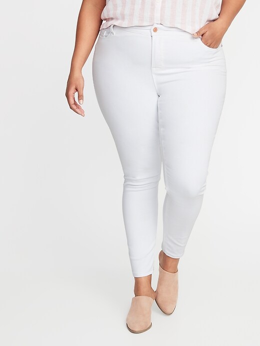 View large product image 1 of 3. High-Waisted Secret-Slim Pockets Plus-Size Rockstar Super Skinny White Jeans