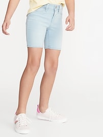 Stretch Light-Wash Jean Bermuda Shorts 