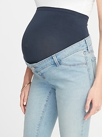 View large product image 3 of 3. Maternity Premium Full Panel Rockstar Raw-Edge Jeans