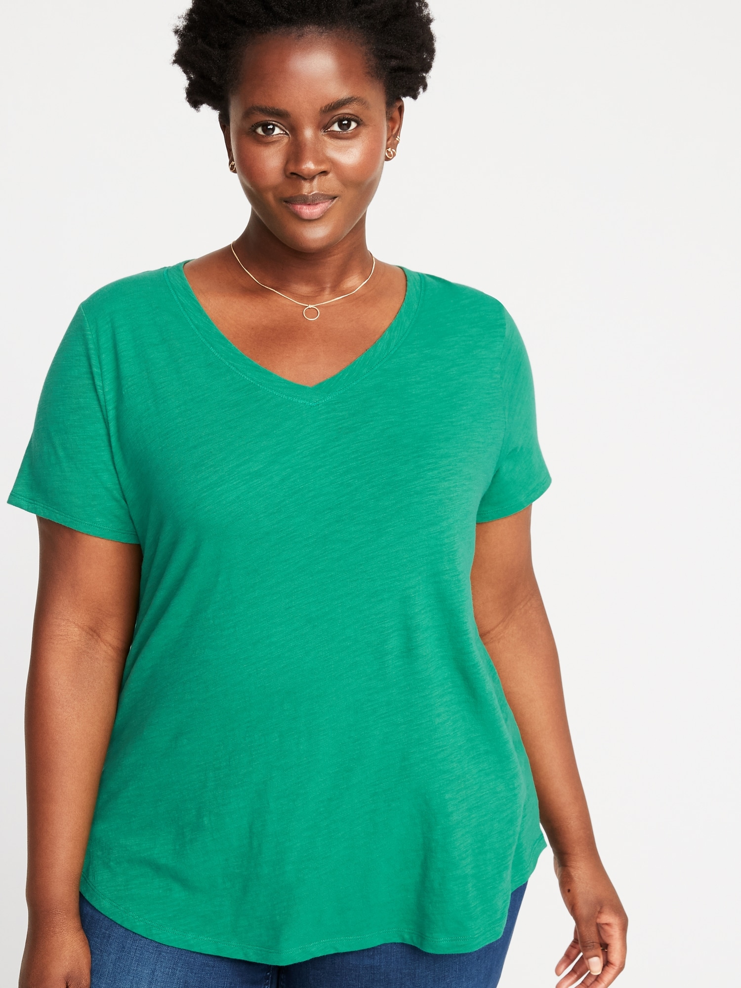 EveryWear Slub-Knit Plus-Size V-Neck Tee