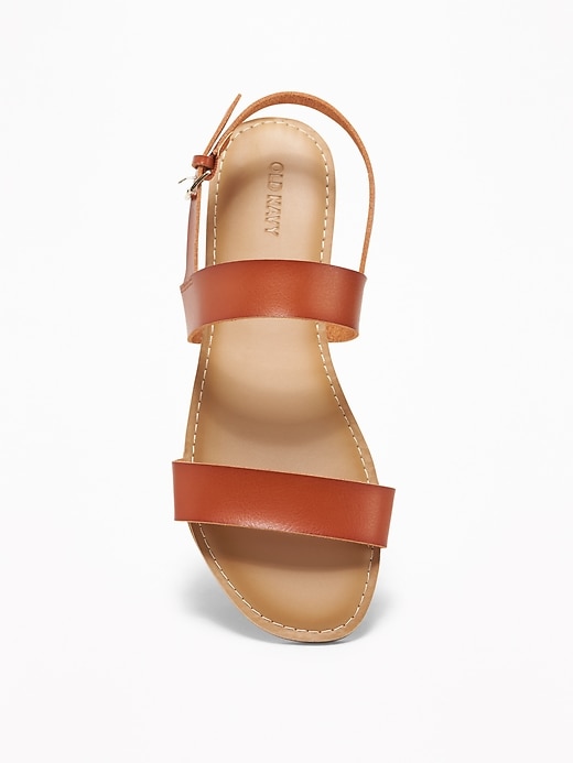 Image number 3 showing, Faux-Leather Double-Strap Slingback Sandals for Women