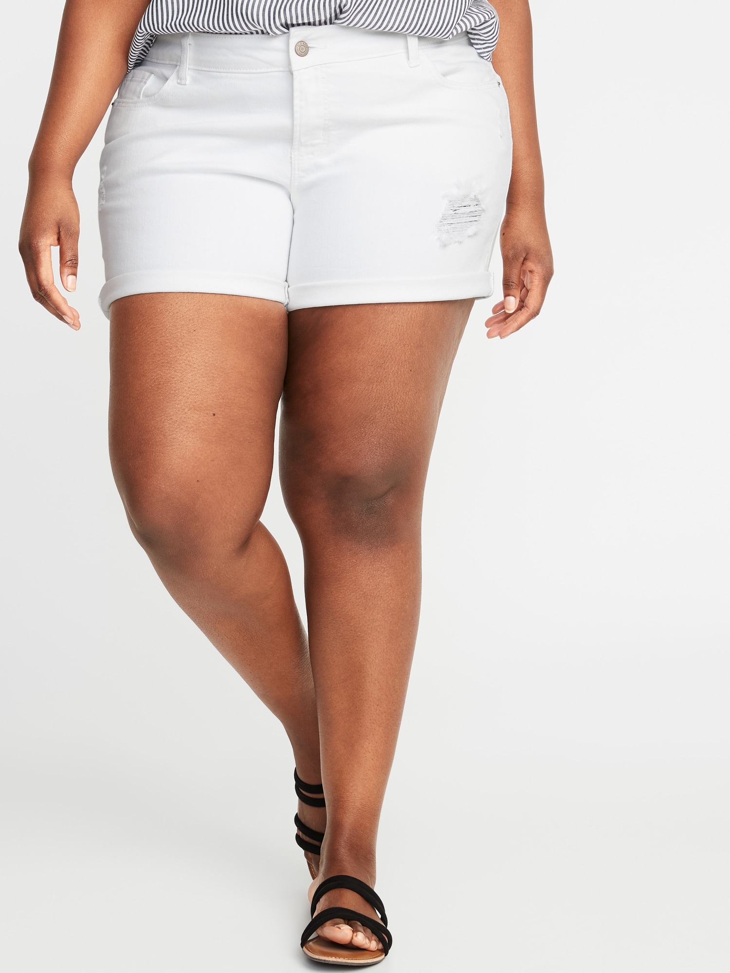 Plus size store white jean shorts