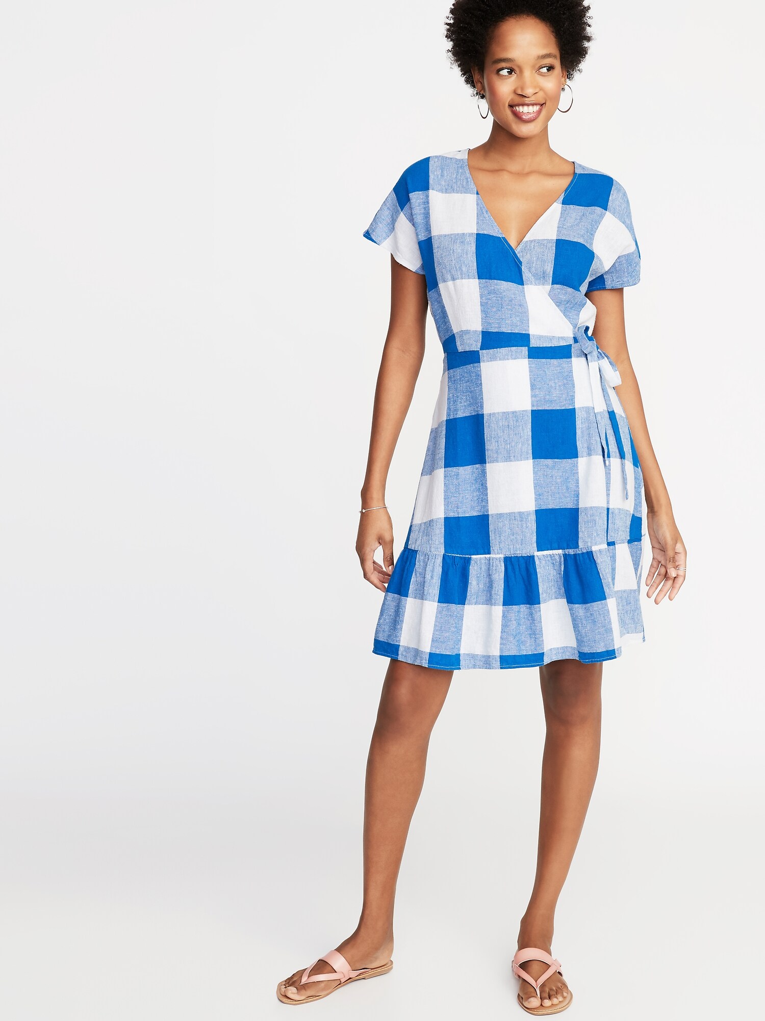 old navy gingham wrap dress