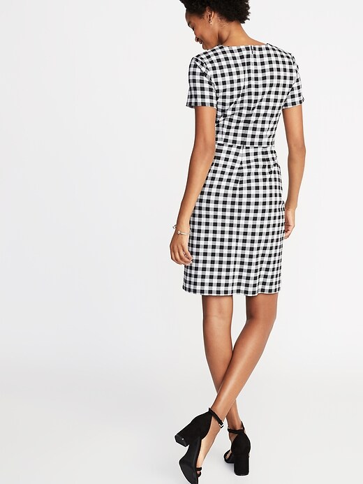 Image number 2 showing, Gingham Ponte-Knit Sheath Dress for Women