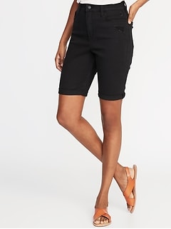 black denim bermuda shorts womens