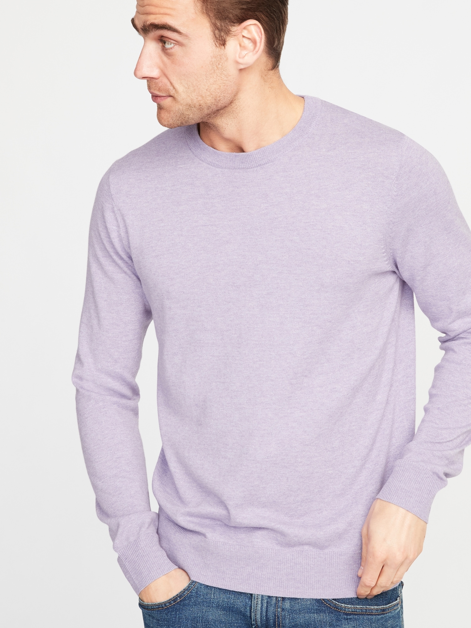 mens purple crew neck sweater