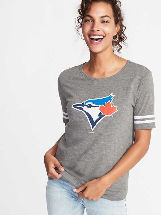 Voir une image plus grande du produit 1 de 1. T-shirt à manches rayées des Toronto Blue JaysMC de la MLBMD pour femme
