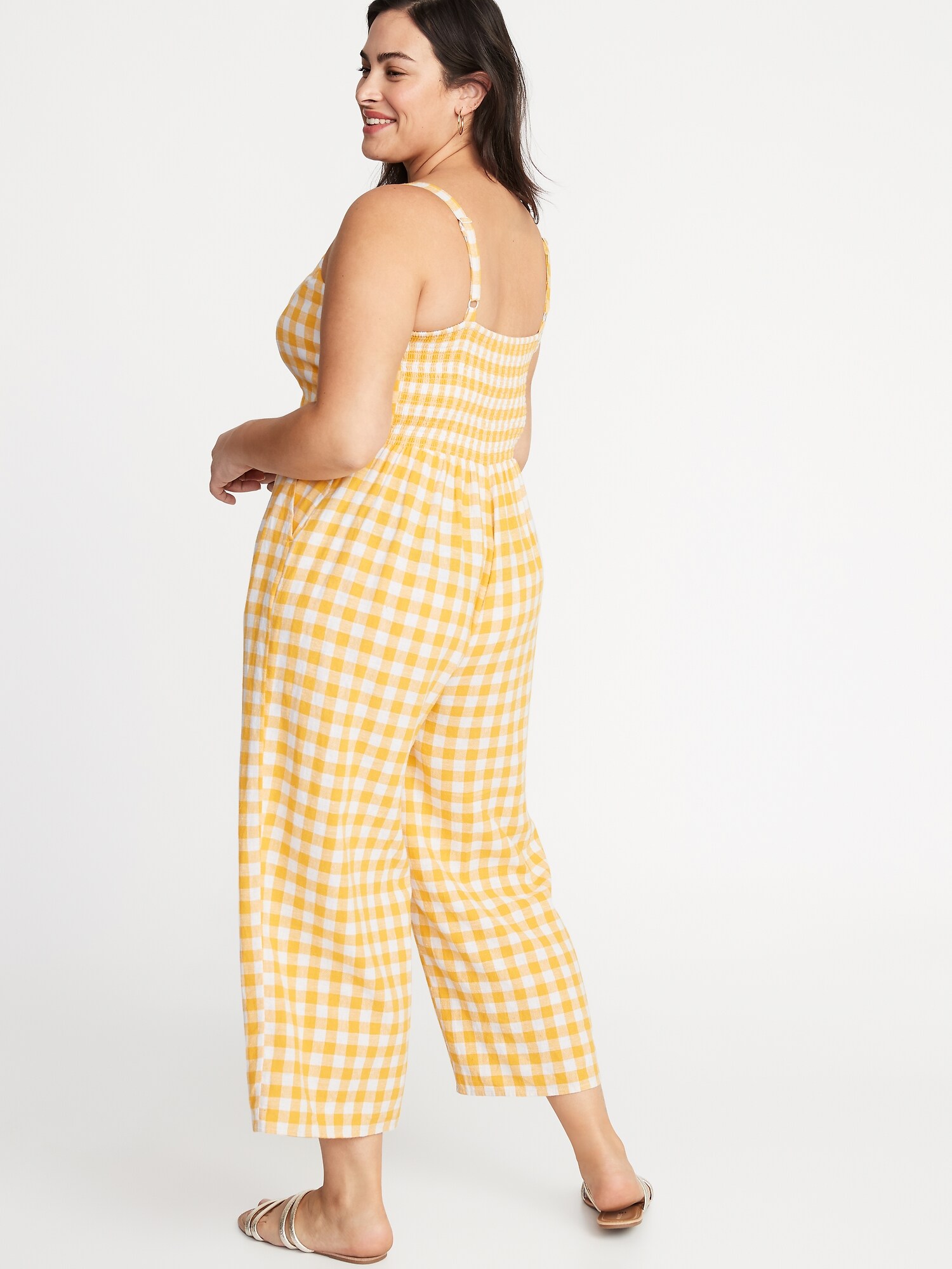 yellow gingham jumpsuit