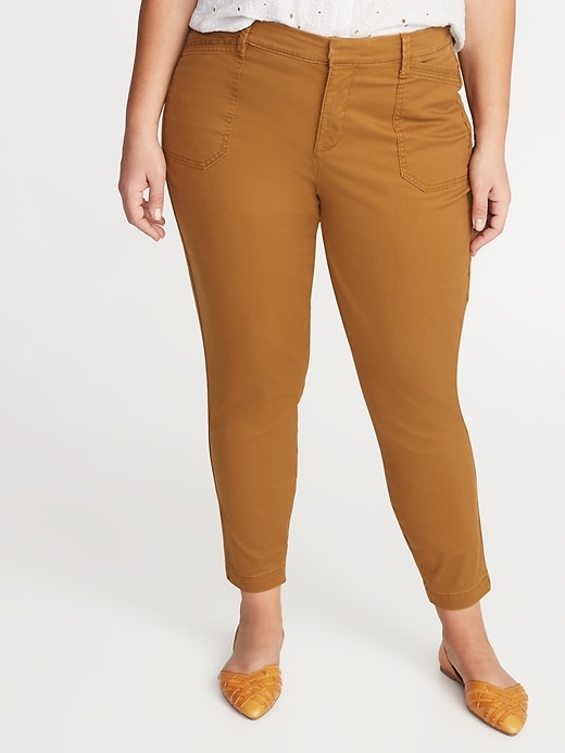 View large product image 1 of 3. Mid-Rise Secret-Slim Pockets Plus-Size Pixie Utility Chinos