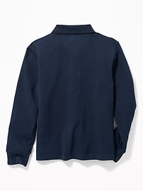Image number 2 showing, School Uniform Long-Sleeve Polo Shirt for Boys