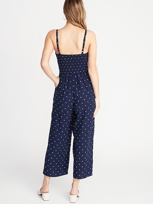 Image number 2 showing, Square-Neck Linen-Blend Jumpsuit for Women