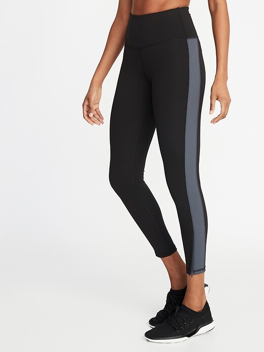 View large product image 1 of 2. High-Waisted Side-Stripe 7/8-Length Street Leggings For Women