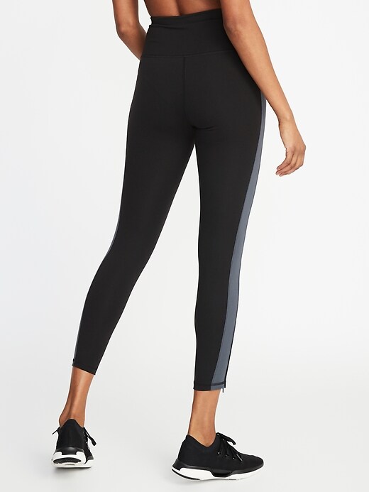 View large product image 2 of 2. High-Waisted Side-Stripe 7/8-Length Street Leggings For Women