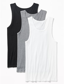 Go-Dry Rib-Knit Tank Tops 3-Pack for Men