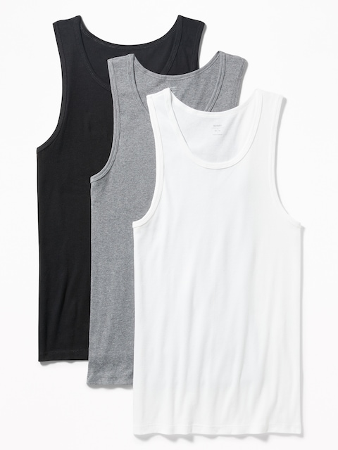 Go-Dry Rib-Knit Tank Tops 3-Pack - Multi