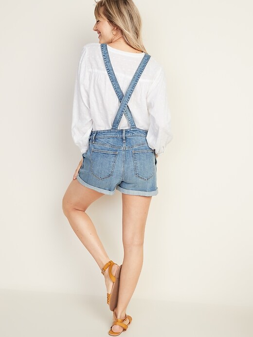 Image number 2 showing, Distressed Jean Shortalls For Women
