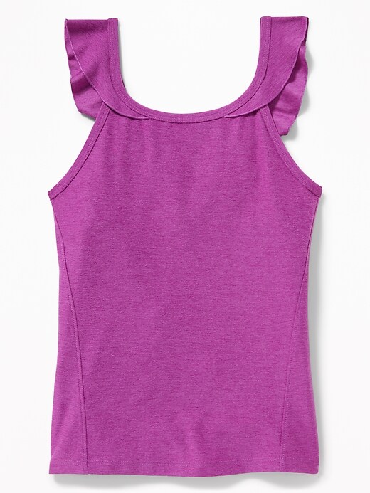 View large product image 1 of 1. Go-Dry Ruffled-Strap Performance Tank for Girls