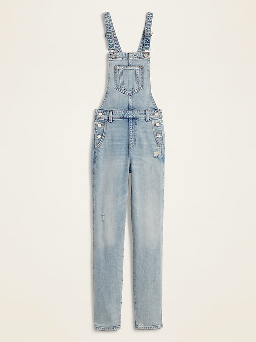 Image number 5 showing, Distressed Jean Overalls for Women