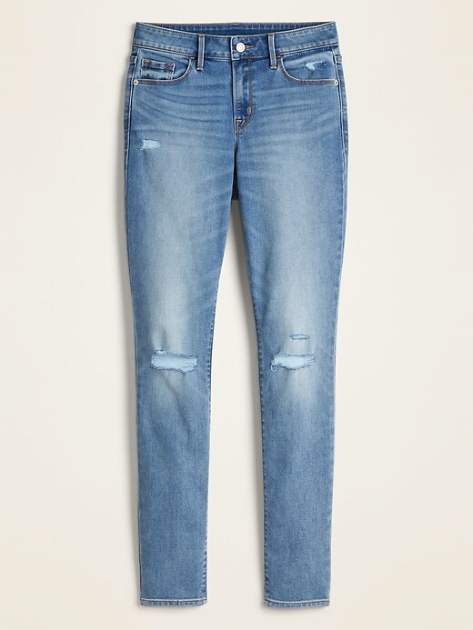 Image number 5 showing, Mid-Rise Pop Icon Skinny Distressed Jeans for Women