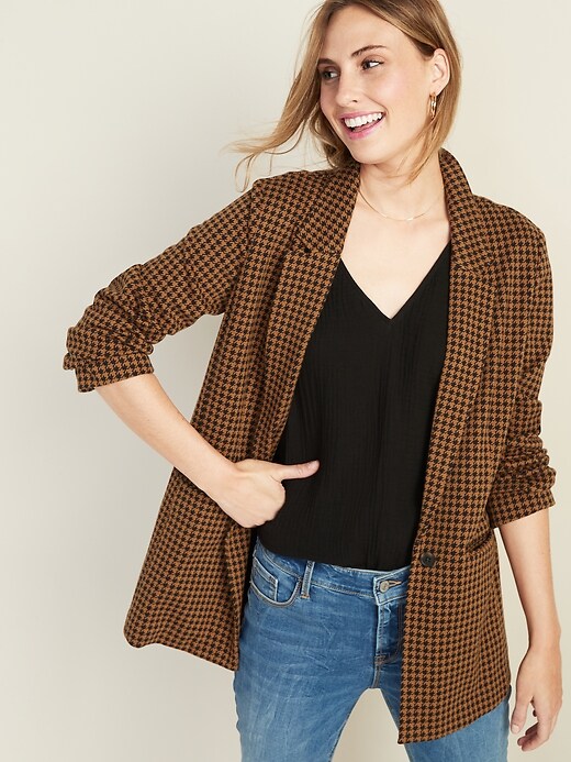 View large product image 1 of 1. Jacquard Boyfriend Blazer for Women