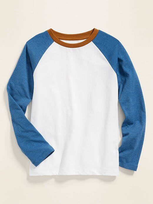 View large product image 1 of 3. Softest Color-Blocked Raglan-Sleeve Tee For Boys