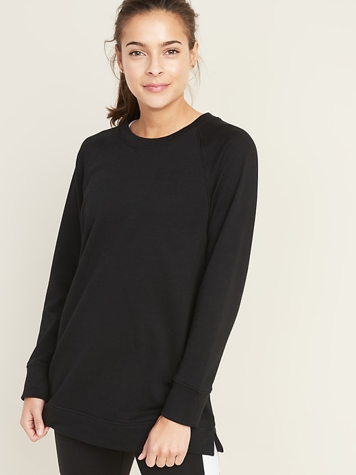 View large product image 1 of 2. Loose-Fit French-Terry Crew-Neck Tunic for Women