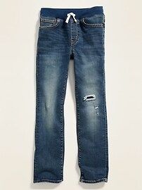 View large product image 3 of 3. Karate Rib-Knit Waist Built-In Flex Max Distressed Jeans for Boys