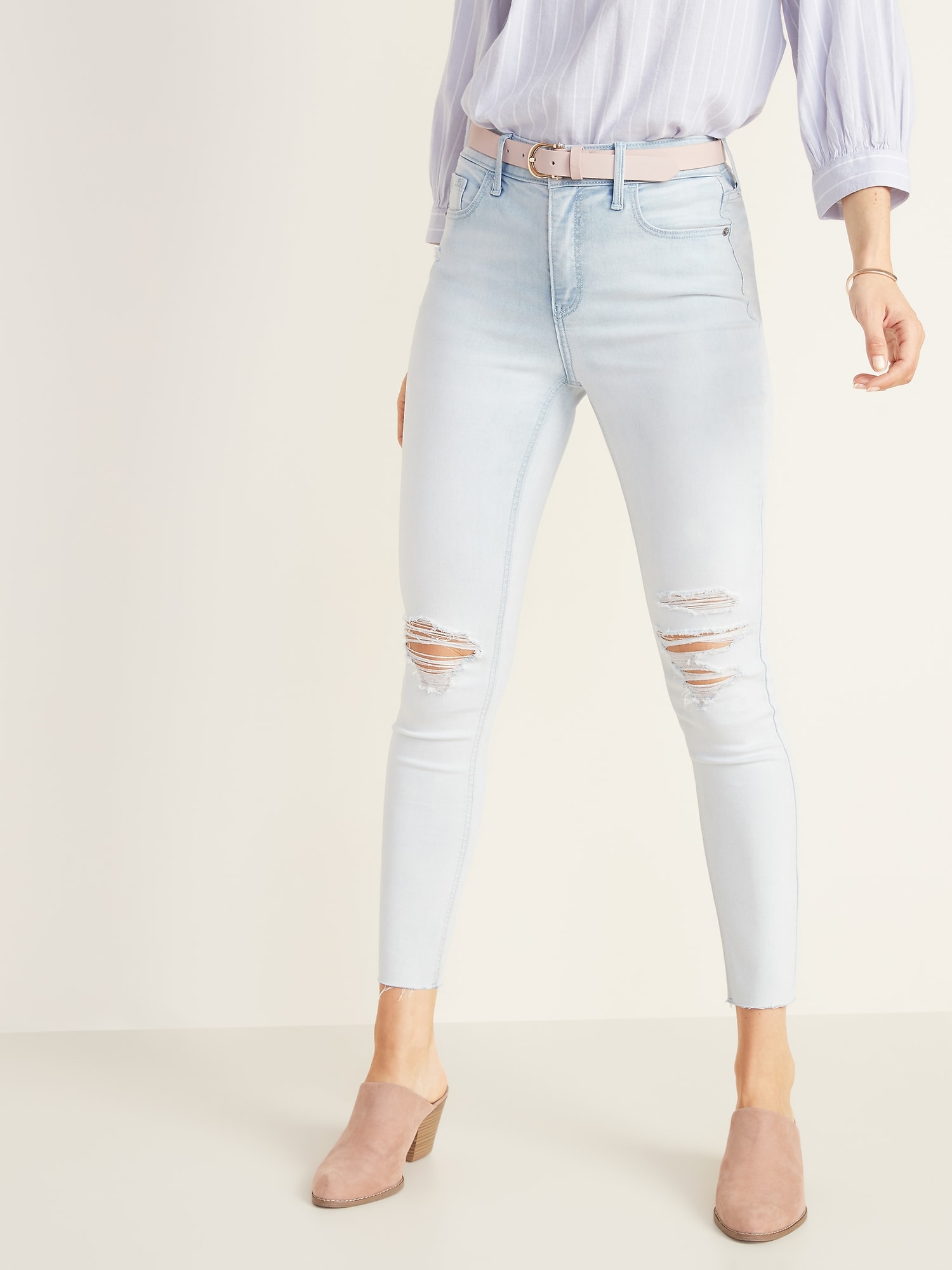 ripped high rise super skinny ankle jeans