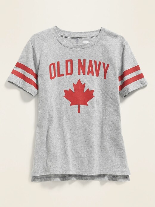 View large product image 1 of 2. Logo Maple Leaf Graphic Tunic Tee for Girls