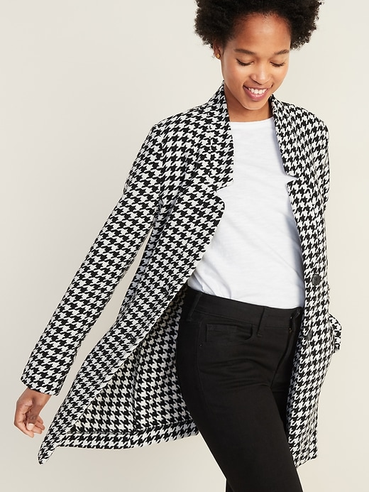 Image number 1 showing, Textured Houndstooth Coat for Women
