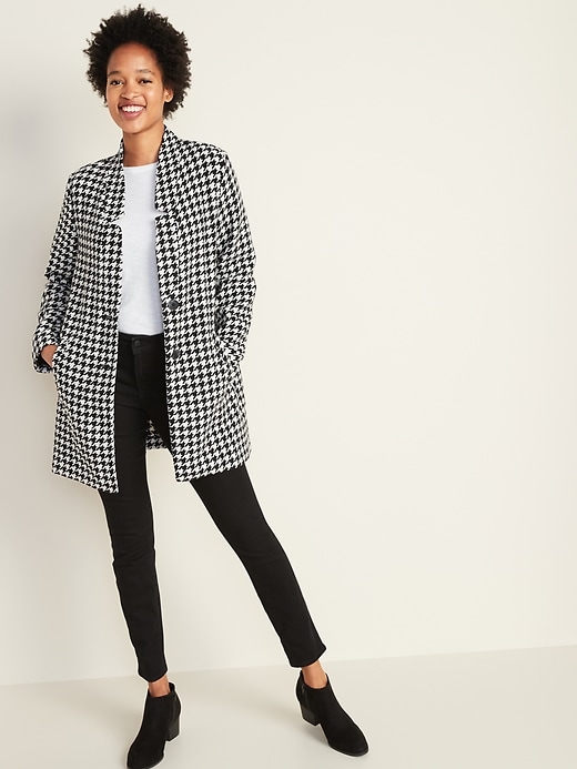 Image number 3 showing, Textured Houndstooth Coat for Women