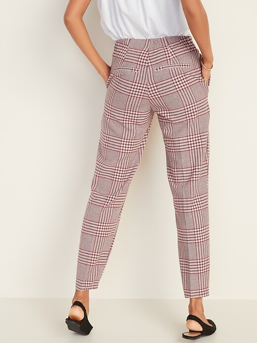 View large product image 2 of 3. Mid-Rise Plaid Pull-On Straight Pants for Women