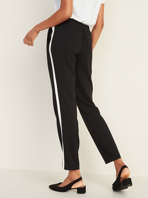 View large product image 2 of 3. Mid-Rise Side-Stripe Pull-On Straight Pants for Women