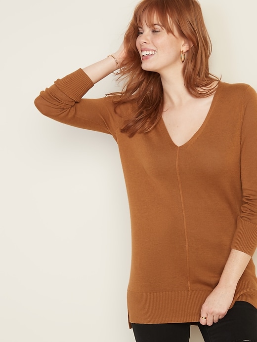 View large product image 1 of 1. V- Neck Tunic Sweater for Women