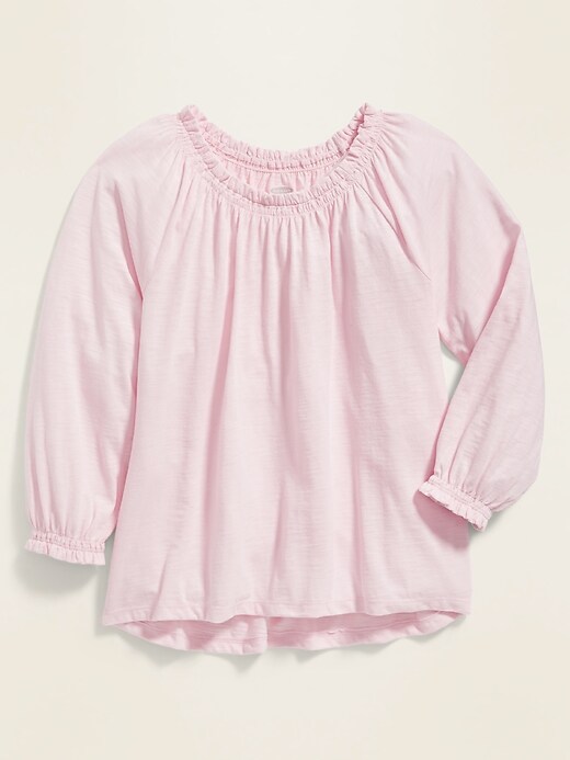 View large product image 1 of 1. Smocked-Ruffle Slub-Knit Top for Girls