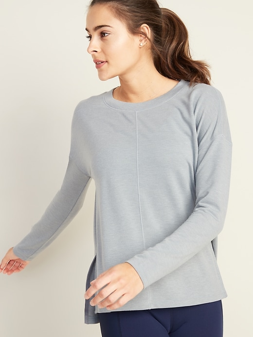 Image number 1 showing, Lightweight French Terry Side-Vent Top for Women