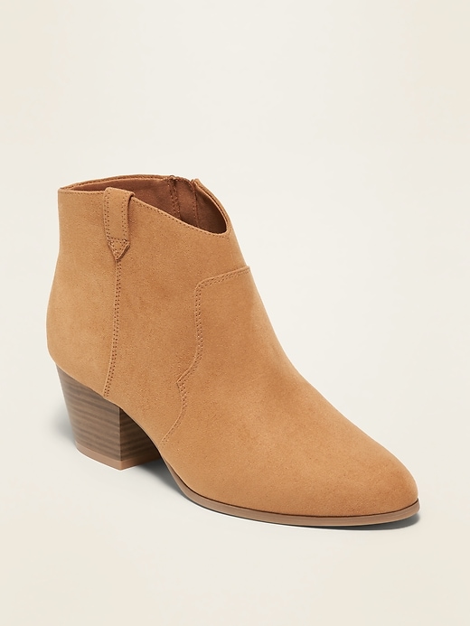 Image number 1 showing, Faux-Suede Western Ankle Boots for Women