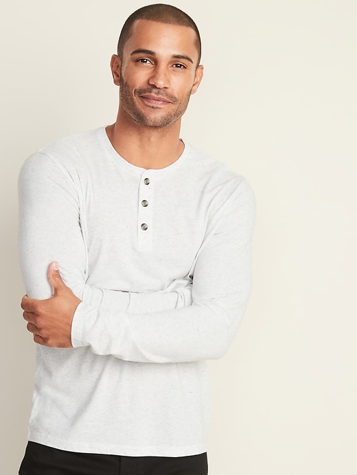 Image number 1 showing, Soft-Washed Long-Sleeve Henley T-Shirt for Men