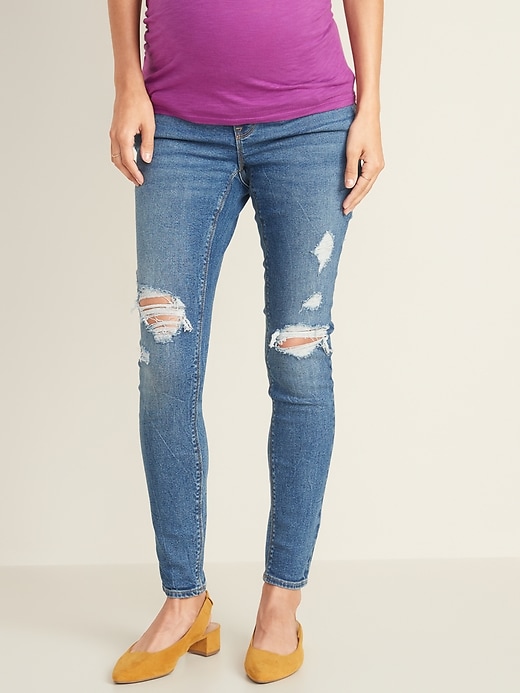 Low-Panel Distressed Rockstar Jeans 