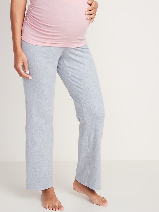 View large product image 1 of 3. Maternity Foldover-Waist Jersey Lounge Pants