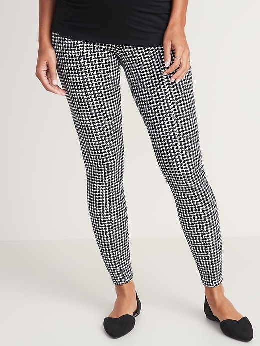View large product image 1 of 3. Maternity Full-Panel Houndstooth Stevie Pants