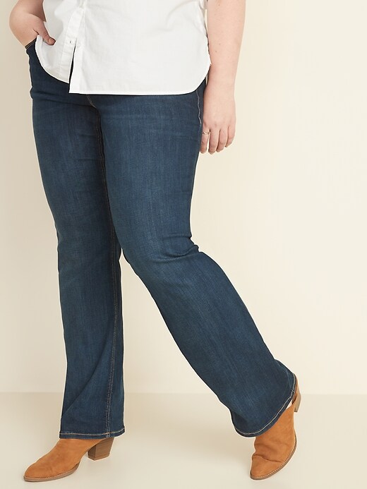 Image number 1 showing, High-Waisted Plus-Size Pull-On Kicker Boot-Cut Jeans