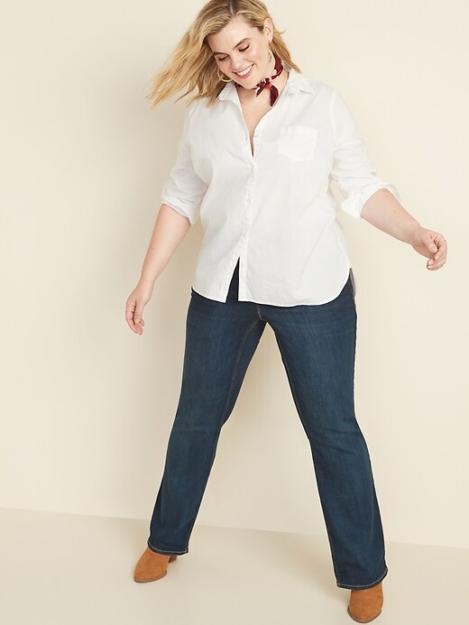 Image number 3 showing, High-Waisted Plus-Size Pull-On Kicker Boot-Cut Jeans