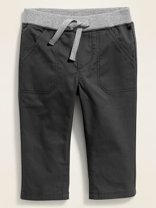 View large product image 1 of 1. Rib-Waist Pull-On Twill Utility Pants for Baby