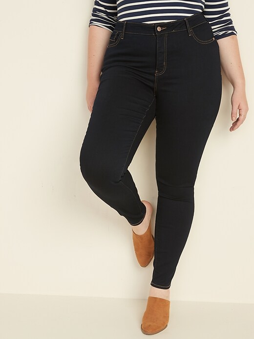 Image number 1 showing, High-Waisted Secret-Slim Pockets Plus-Size Rockstar Skinny Jeans
